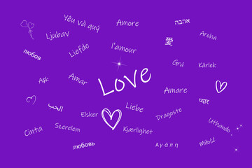 Hearts and stars on a pink and orange background