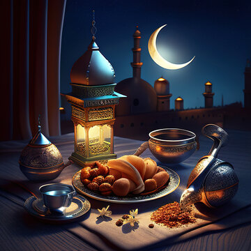 Iftar Food Ramadaan Background, Dates, Fasting, Lantern Background Image  And Wallpaper for Free Download