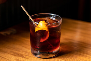 Glass of cocktail with whiskey