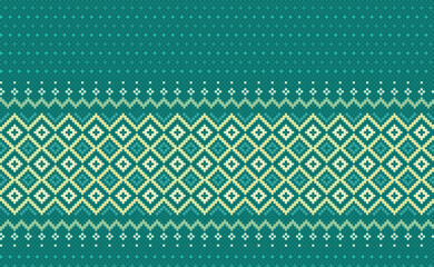 Embroidery ethnic pattern, Vector Geometric Nordic background, Cross stitch native aztec style, Green pattern zigzag line, Design for textile, fabric, art, wrapping, tapestries