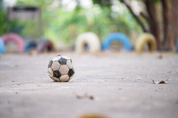 Fototapeta na wymiar soccer ball placed on the field 