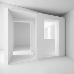 Abstract white interior with blank walls and corners. generative ai 