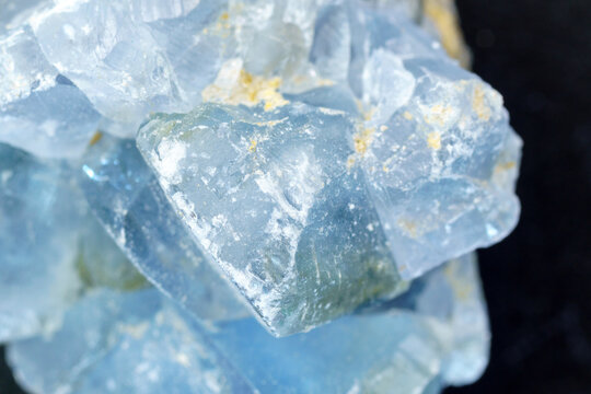 Blue Crystal Mineral Stone. Abstract technological. The mineral Celestine. Macro