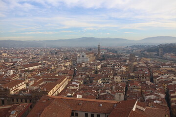 Fototapeta na wymiar Panorama view of the old town in Florence, Italy
