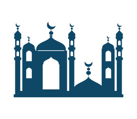 muslim mosque blue silhouette