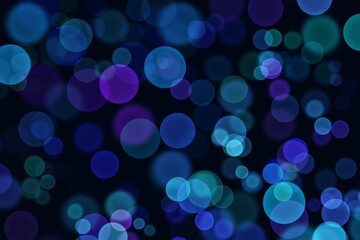 Abstract purple, blue, green bubbles. Festive soft background with colored circles.