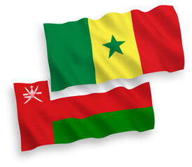 Flags of Republic of Senegal and Sultanate of Oman on a white background