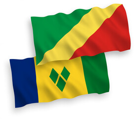 Flags of Saint Vincent and the Grenadines and Republic of the Congo on a white background