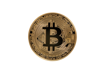 Bitcoin digital cyber currency isolated on a transparent background  
