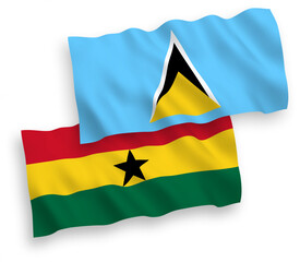Flags of Saint Lucia and Ghana on a white background