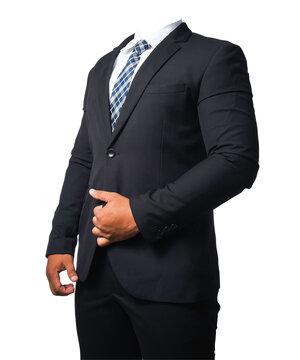 Asian man in black suit On transparent background, PNG file.