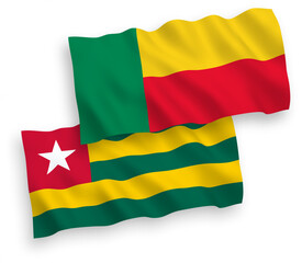 Flags of Togolese Republic and Benin on a white background