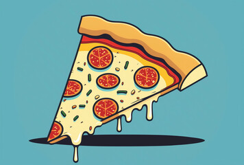 Pizza slice illustration on a blue background