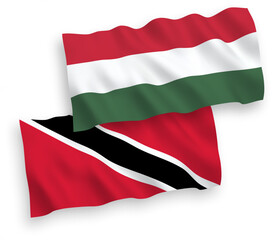 Flags of Republic of Trinidad and Tobago and Hungary on a white background