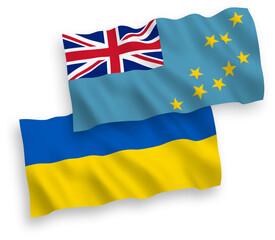 Flags of Tuvalu and Ukraine on a white background