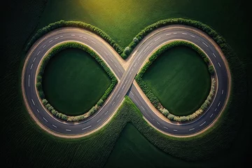 Fotobehang Infinite road infinity figure eight 8 endless eternity insanity going nowhere circles forever background wallpaper ongoing sustainable loop business challenges stupidity moronic journey continuous © Distinctive Images