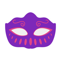 Purple carnival mask isolated on white background. Vector illustration.