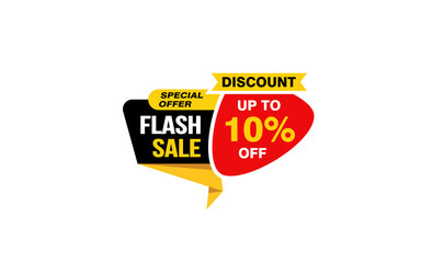10 Percent FLASH SALE offer, clearance, promotion banner layout with sticker style. 
