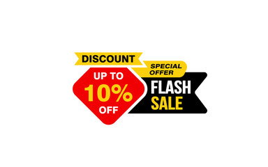 10 Percent FLASH SALE offer, clearance, promotion banner layout with sticker style. 
