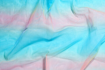Obraz premium Silk fabric transparent. Blue pink red. twisted twirl fabric multicolour texture