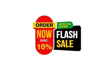 10 Percent FLASH SALE offer, clearance, promotion banner layout with sticker style. 
