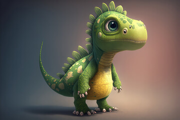 Tyrannosaurus. T. rex dinosaur cartoon character. Funny animal 3d illustration (ai generated)
