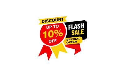 10 Percent FLASH SALE offer, clearance, promotion banner layout with sticker style. 

