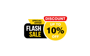 10 Percent FLASH SALE offer, clearance, promotion banner layout with sticker style. 
