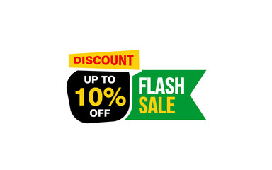 10 Percent FLASH SALE offer, clearance, promotion banner layout with sticker style. 
