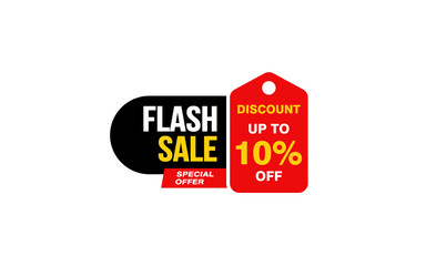 10 Percent FLASH SALE offer, clearance, promotion banner layout with sticker style. 
