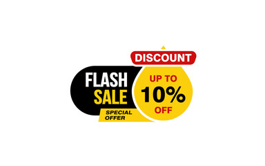10 Percent FLASH SALE offer, clearance, promotion banner layout with sticker style. 
