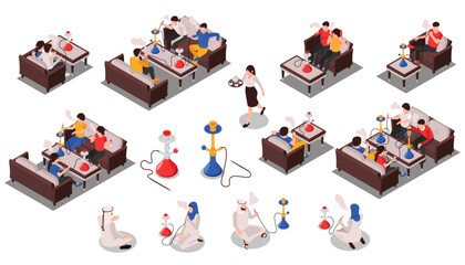 Hookah Bar Isometric Set