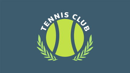 Tennis Club logo symbols on blue background ,tennis ball Vector Illustration EPS 10