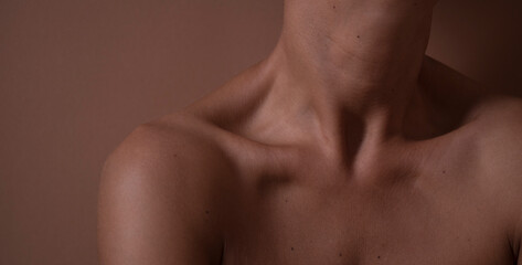Naklejka premium Sexy woman body. Sexy neck. Adult. Shadow. 