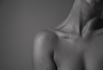 Sexy neck. Sexy photo. Sensual. Erotica. Black and white photo. Model. 