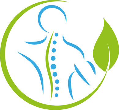 Person in Bewegung, Wirbelsäule, Chiropraktiker, Orthopädie und Massage Logo, Icon