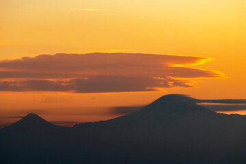 Fototapeta na wymiar Beautiful sunrise over the Ararat mountain. Armenia