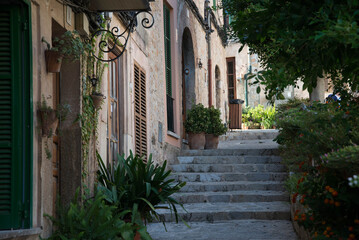 Fototapeta na wymiar The narrow street of the city of Palma de Mallorca