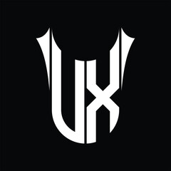 Obraz na płótnie Canvas UX Logo monogram shield sharp half round shape images design template