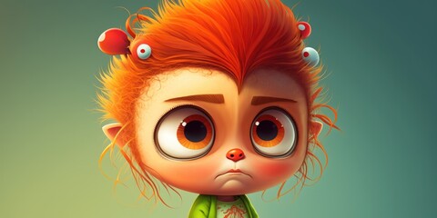 Fototapeta premium a cute adorable cartoon character 3D generative ai Illustration isolated on a solid background with a studio setup in a children-friendly cartoon animation style 