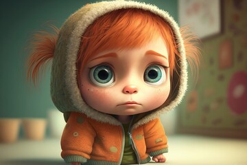 a cute adorable cartoon character 3D  generative ai Illustration isolated on a solid background with a studio setup in a children-friendly cartoon animation style	