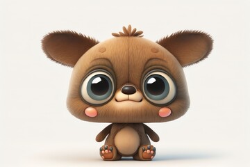 Obraz premium a cute adorable cartoon character generative ai Illustration isolated on a solid background with a studio set up light in a children-friendly cartoon style 