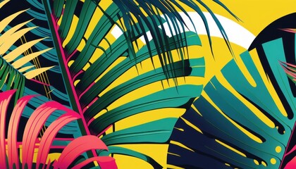 Generative ai of Colorful Palm leaves Background