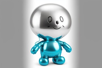 Fototapeta premium a children-friendly cute cartoon character foil balloon isolated on white background generative ai 3D style Illustration