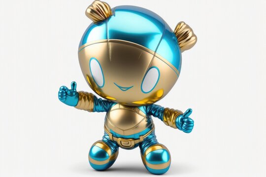 a children-friendly cute cartoon character foil balloon isolated on white background generative ai 3D style Illustration