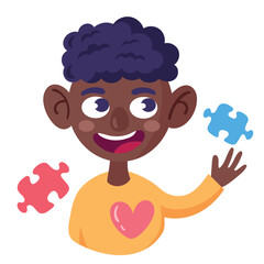 austism afro boy playing