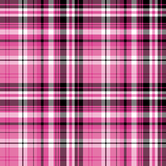 Seamless pattern in gentle pink, black and white colors for plaid, fabric, textile, clothes, tablecloth and other things. Vector image.