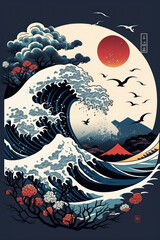 Naklejka premium vague japonaise