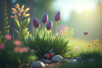 Obraz na płótnie Canvas spring flowers, Generative AI