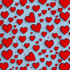 seamless pattern with red hearts - hearts love background - red hearts - Generative AI
